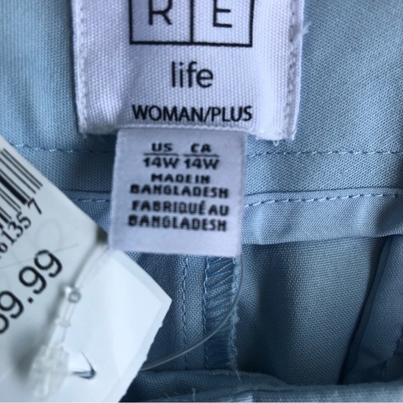 Core Life Pants Light Blue Size 14W Cropped Cotton Slash Pockets‎ New - Picture 8 of 11